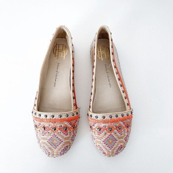 House Of Harlow 1960 Womens Kat Slip On Studded Espadrille Gold Multicolor 36 - Picture 3 of 6